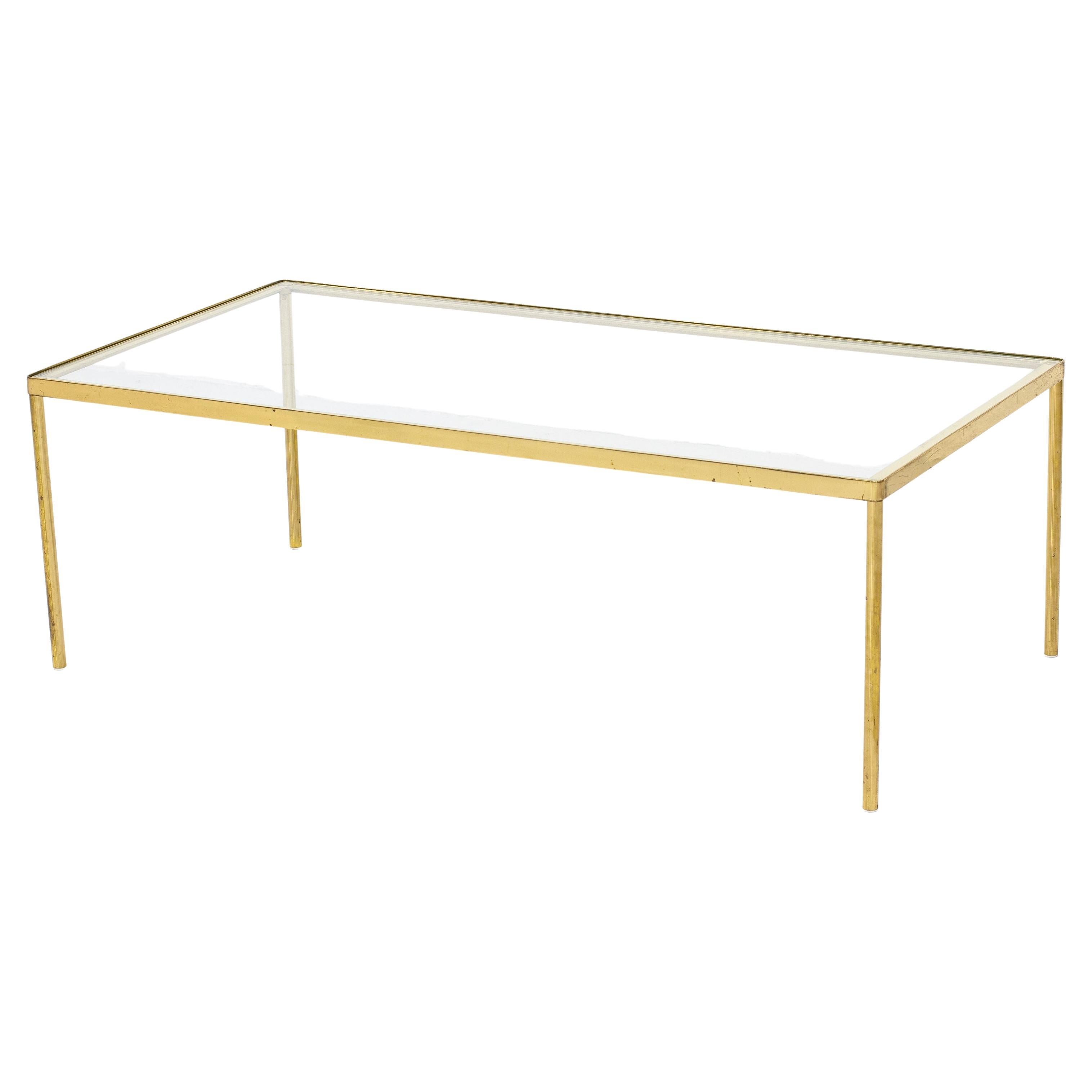 Minimalist brass and glass sofa/coffee table by Bergboms, Sweden, 1950s im Angebot