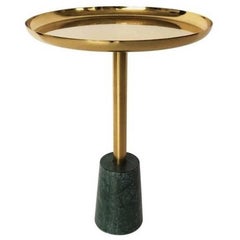 Minimalist Brass and Green Marble Petite Side Table