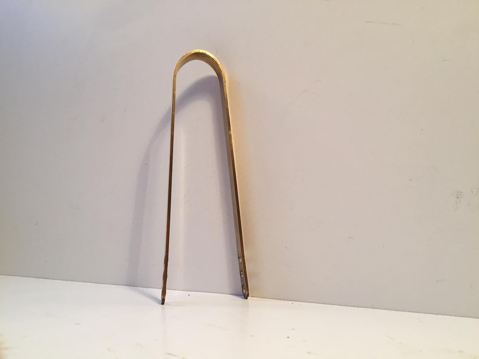 Danish Minimalist Brass Cylinda Line Ice Tong by Arne Jacobsen for Stelton, 1965