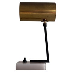 Lámpara de escritorio minimalista con cabeza de latón y base de mármol, años 60, Alemania