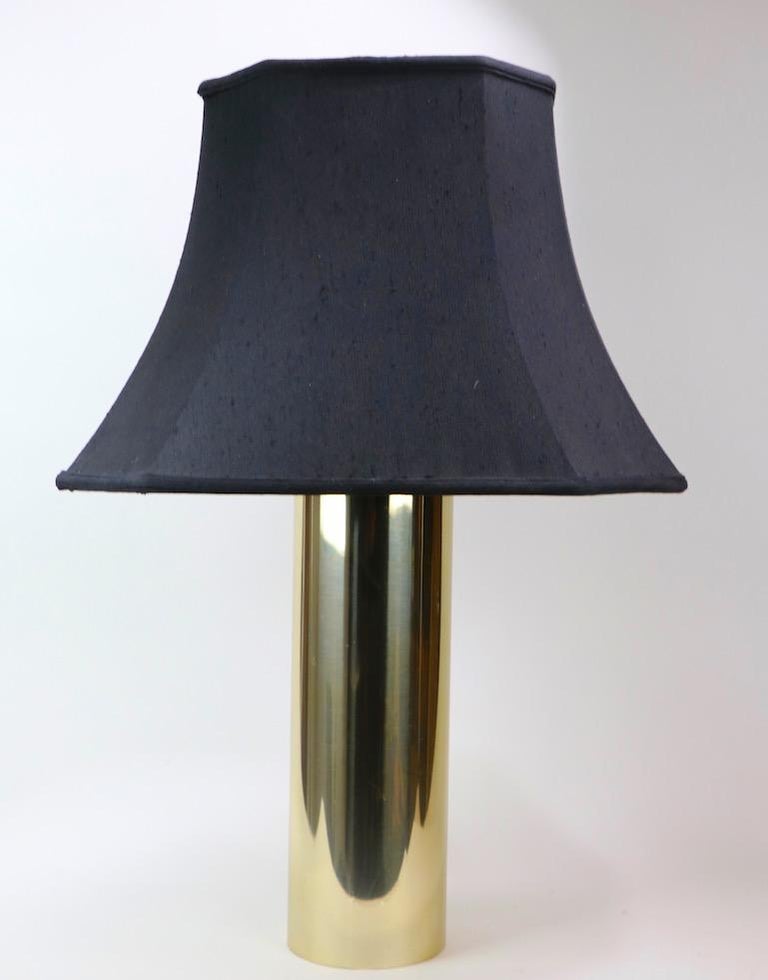 Minimalist Brass Tone Cylinder Form Table Lamp at 1stDibs