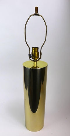 Minimalist Brass Tone Cylinder Form Table Lamp