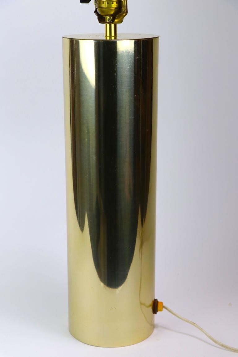 Mid-Century Modern Minimalist Brass Tone Cylinder Form Table Lamp