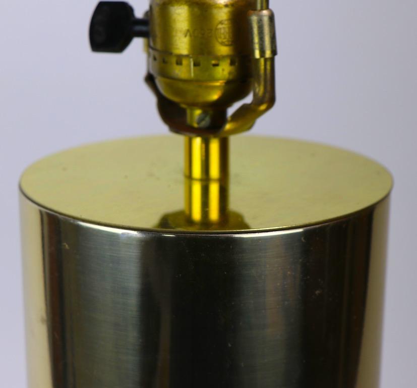 20th Century Minimalist Brass Tone Cylinder Form Table Lamp