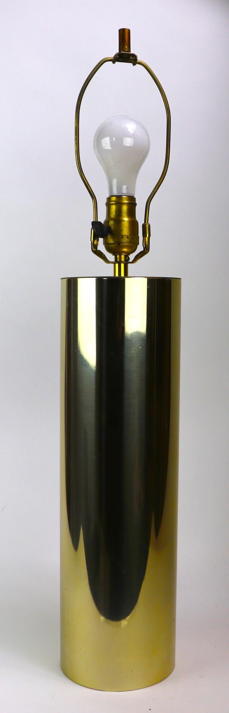 Minimalist Brass Tone Cylinder Form Table Lamp 1