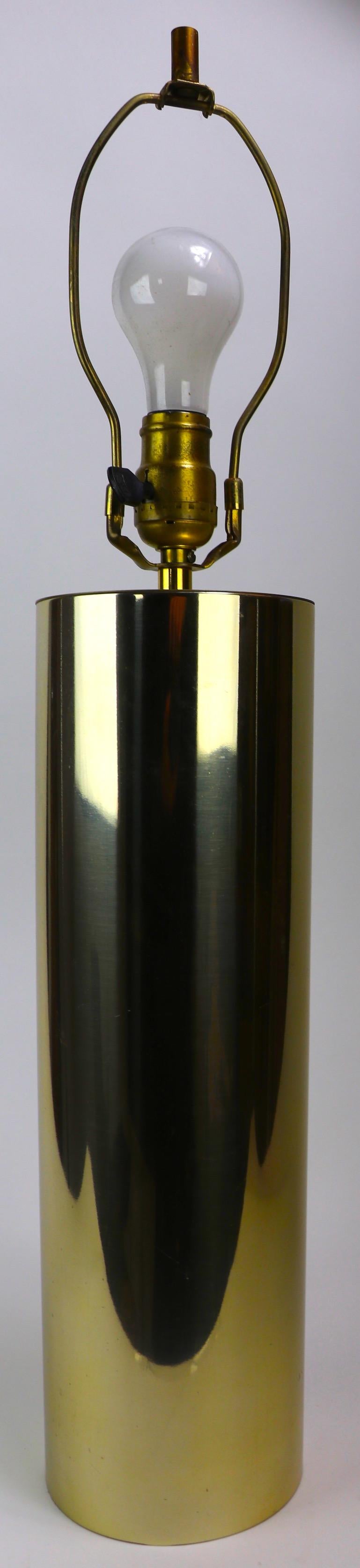 Minimalist Brass Tone Cylinder Form Table Lamp 2