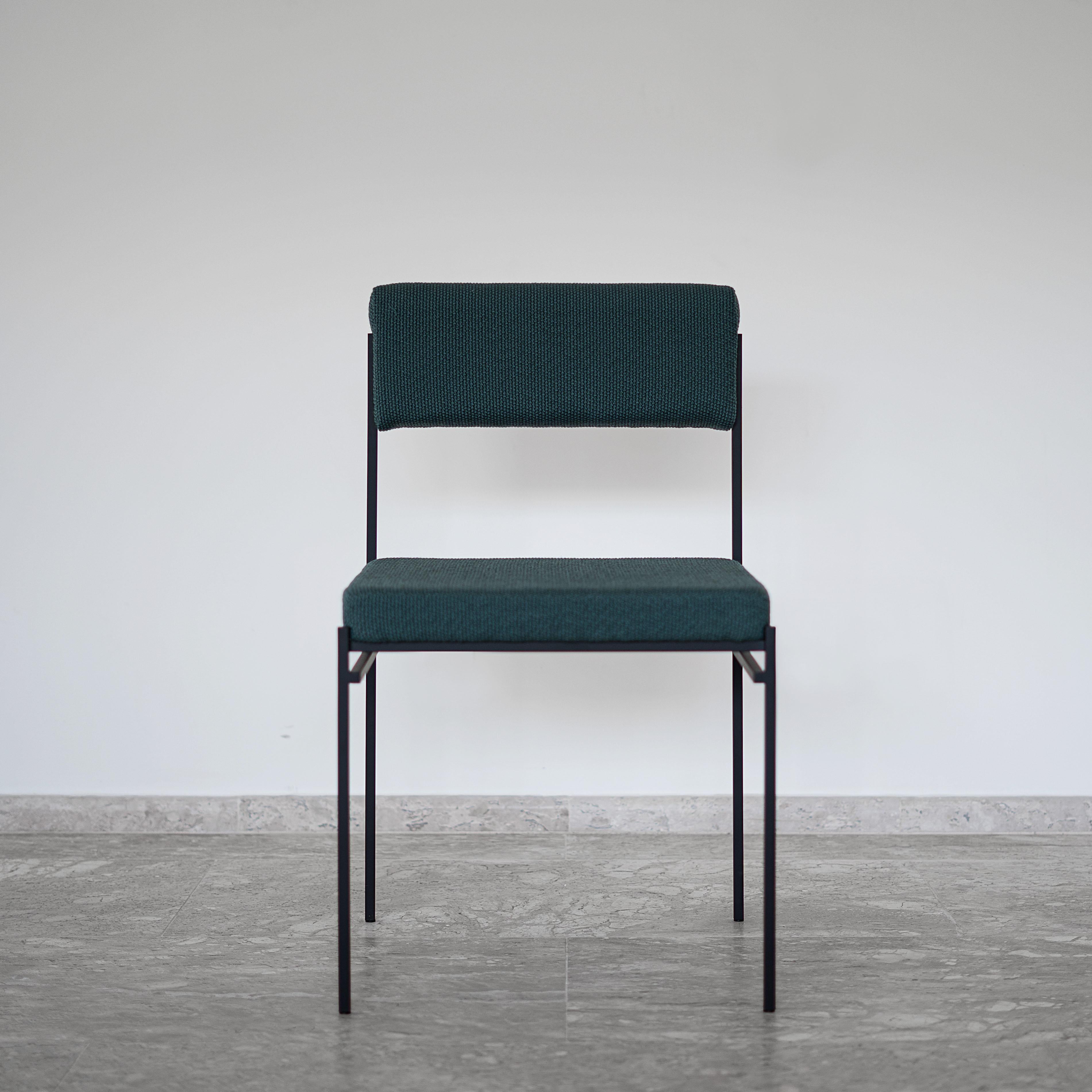 This contemporary armchair is inspired by modern Brazilian design. With a square DNA, the aim is to create a geometric and essential chair. All structural elements constitutes its functioning and are sized to ensure maximum lightness without