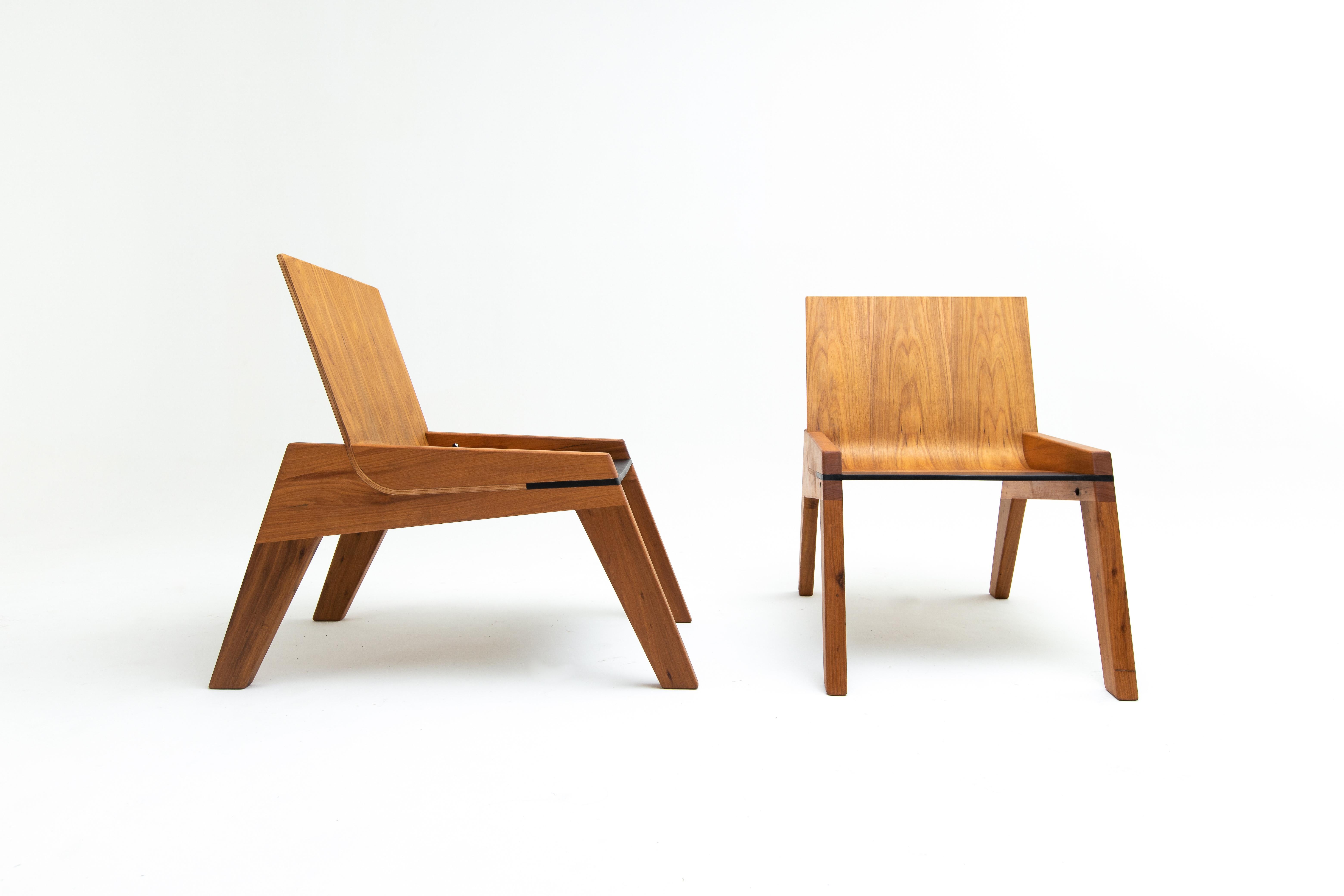 Hand-Crafted Minimalist Brazilian Handcrafted Lounge Chair ''an Life'' by Dimitrih Correa For Sale