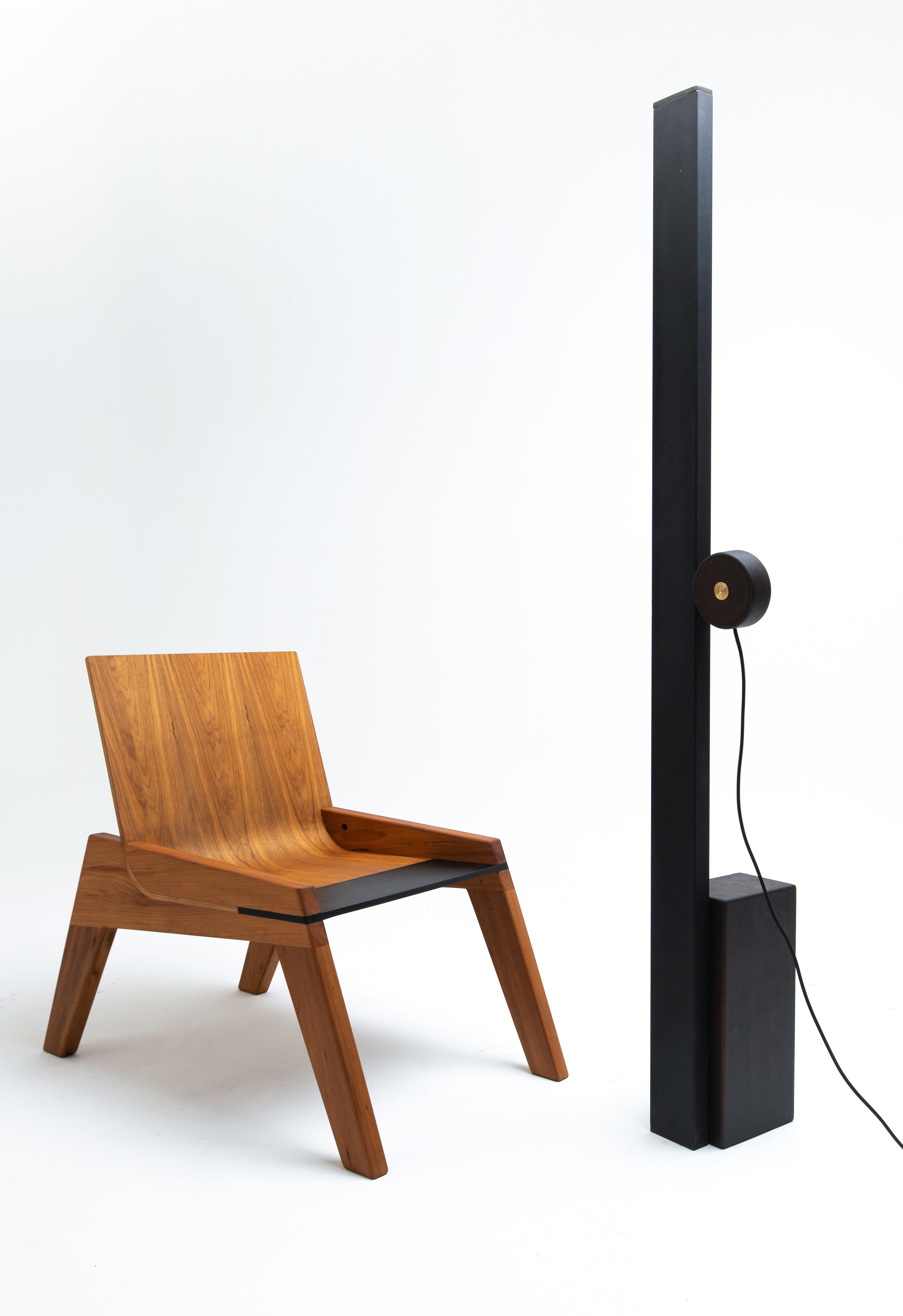 Hardwood Minimalist Brazilian Handcrafted Lounge Chair ''an Life'' by Dimitrih Correa For Sale