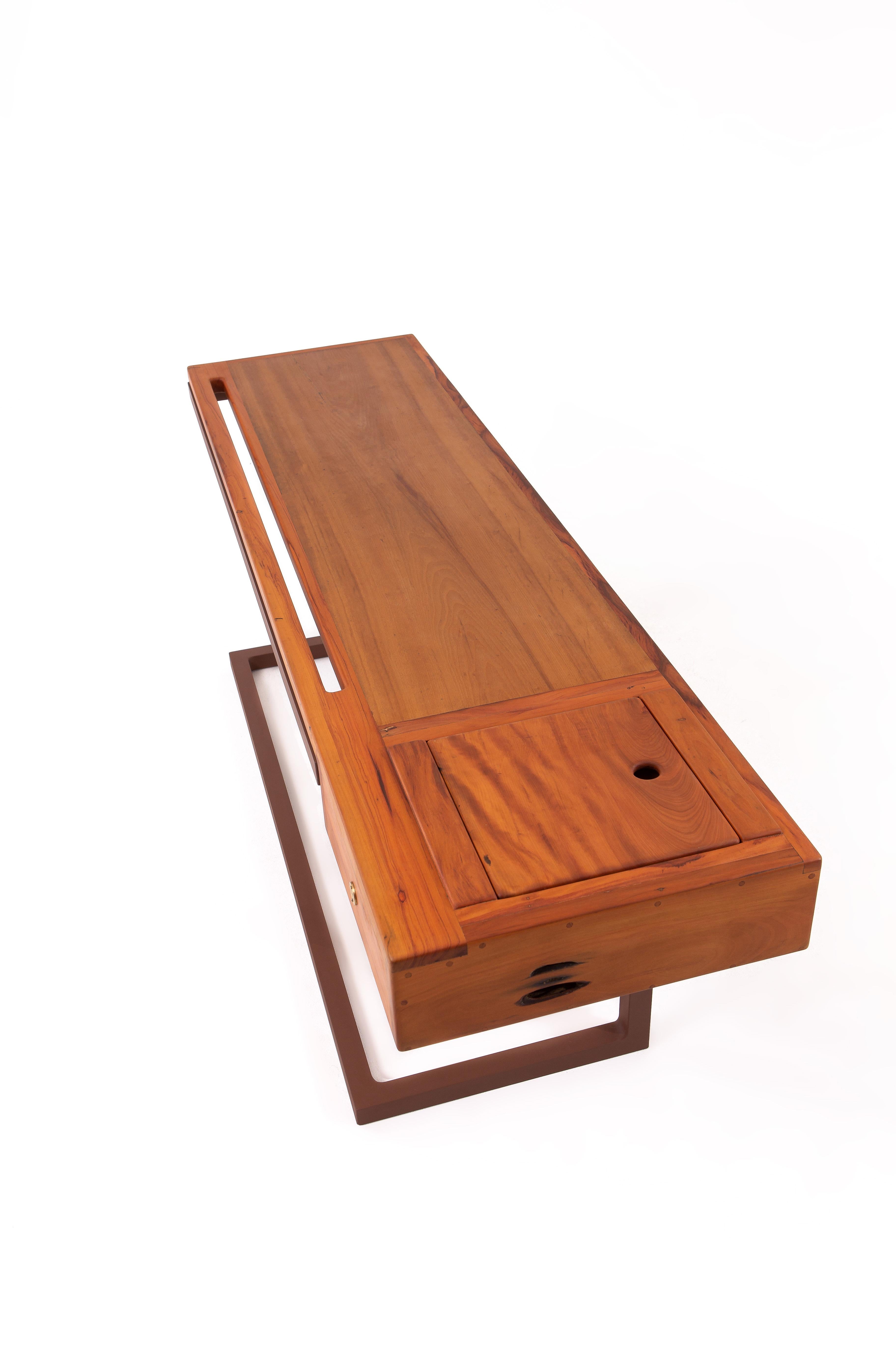 Minimalist Brazilian Handcrafted Peroba Desk ''Cantilever'' by Dimitrih Correa For Sale 6