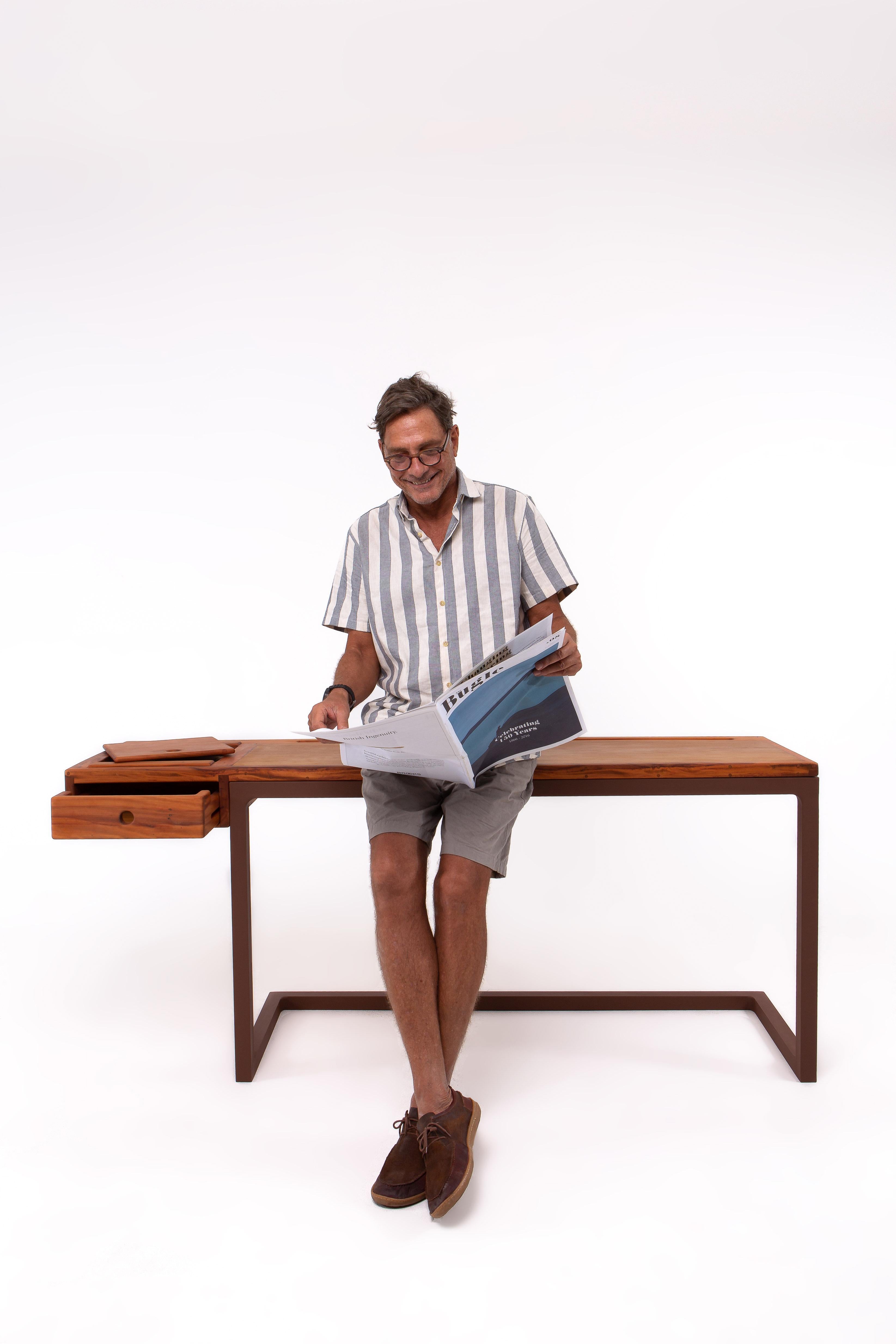 Minimalist Brazilian Handcrafted Peroba Desk ''Cantilever'' by Dimitrih Correa For Sale 8