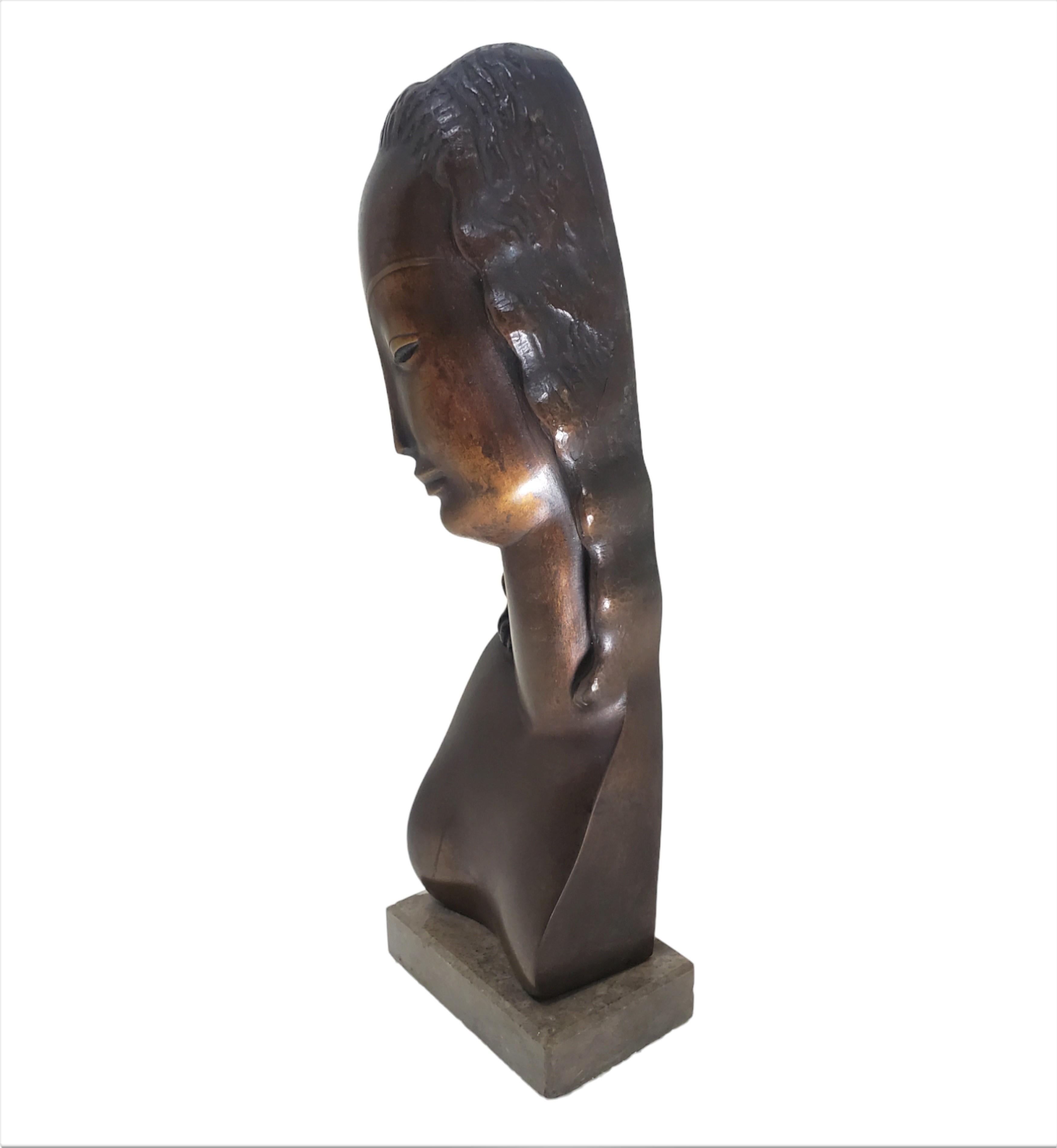  Minimalist bronze sculpture / portrait / bust of a woman by Adam Antes  For Sale 5