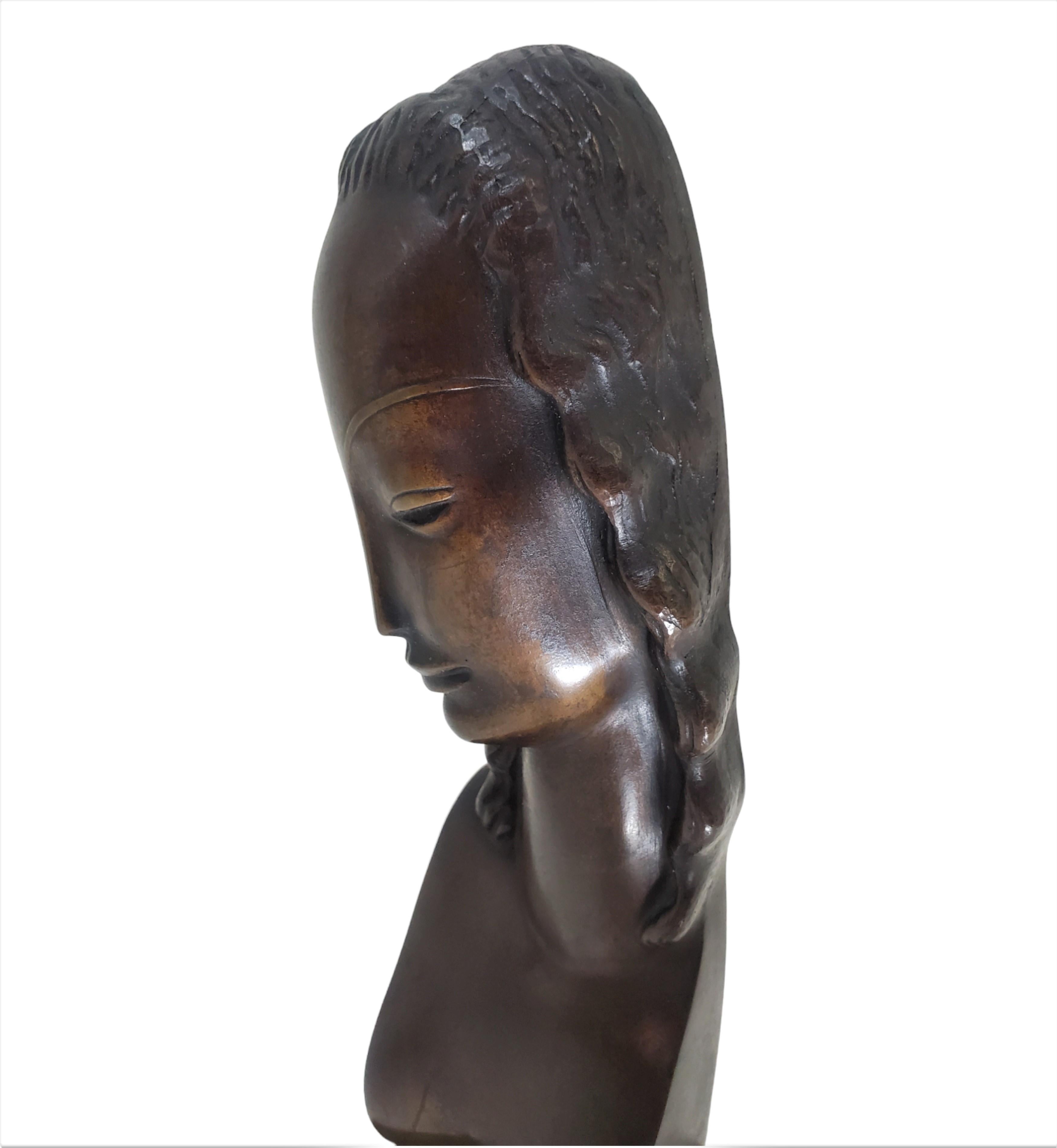  Minimalist bronze sculpture / portrait / bust of a woman by Adam Antes  For Sale 6