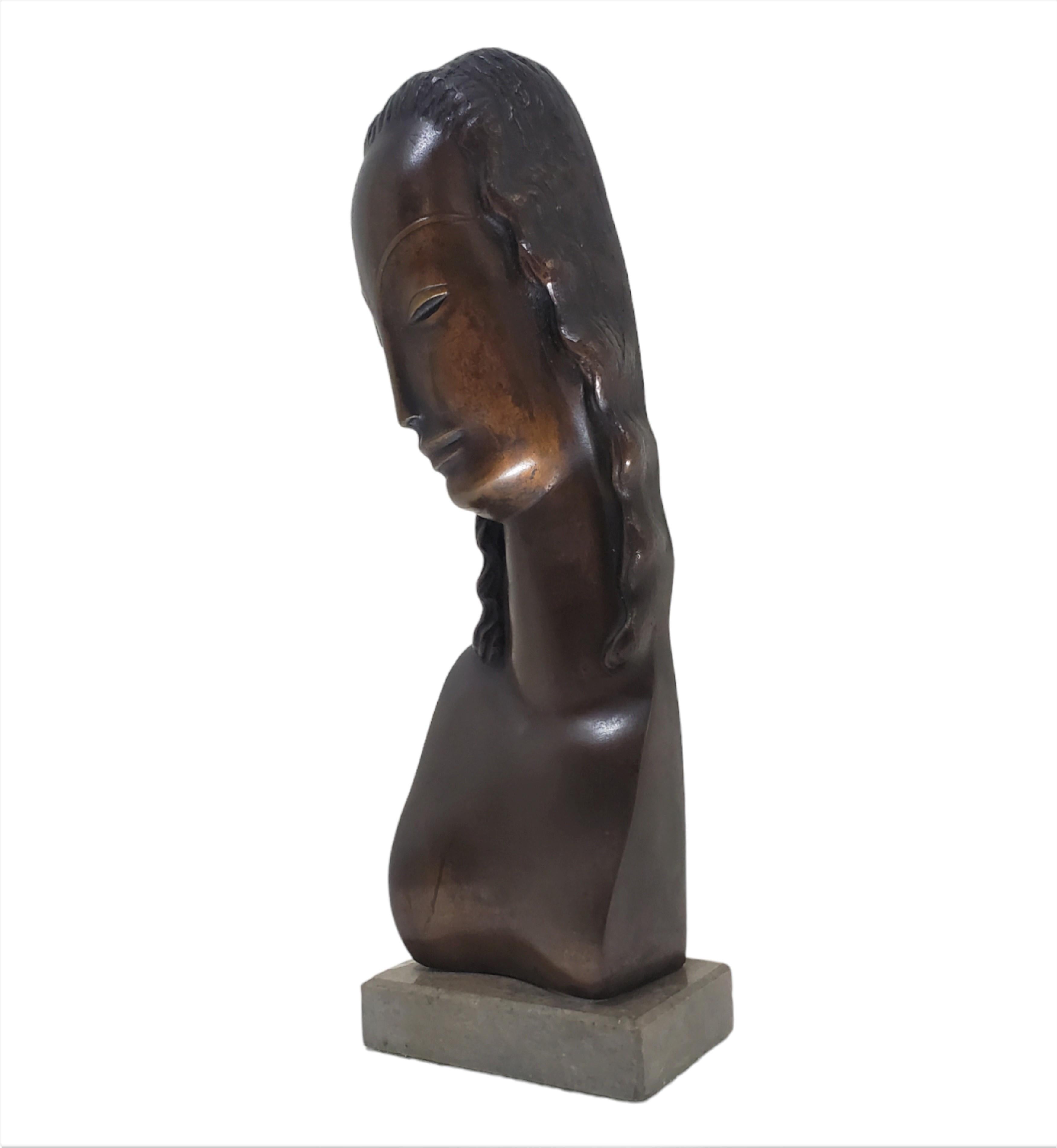  Minimalist bronze sculpture / portrait / bust of a woman by Adam Antes  For Sale 8