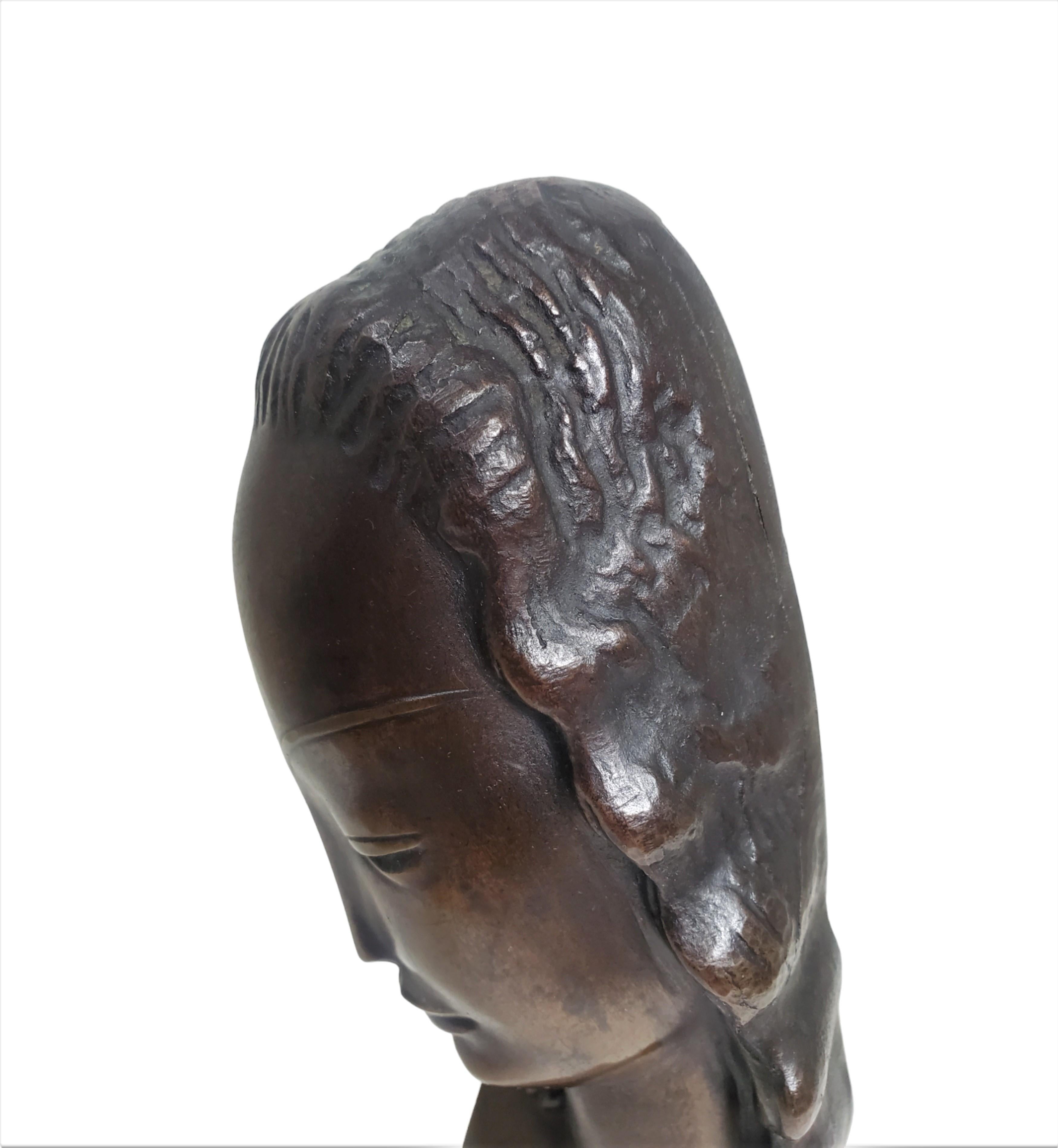  Minimalist bronze sculpture / portrait / bust of a woman by Adam Antes  For Sale 9