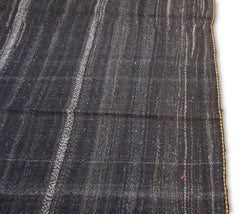 Minimalist Brown Charcoal with Subtle Gold Accents Goat Hair Kilim 6'11''x13'