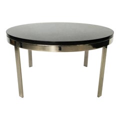 Minimalist Brueton Polished Stainless Steel and Granite Coffee Table