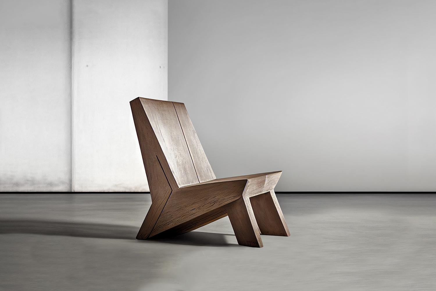 Minimalistischer, brutalistischer Lounge-Sessel, Sessel aus gebranntem Eichenholz von NONO 

Brutalistische Stühle zeigen eine starke, aber passive Präsenz mit minimalistischem Design, das die reichen Texturen des natürlichen Eichenholzes