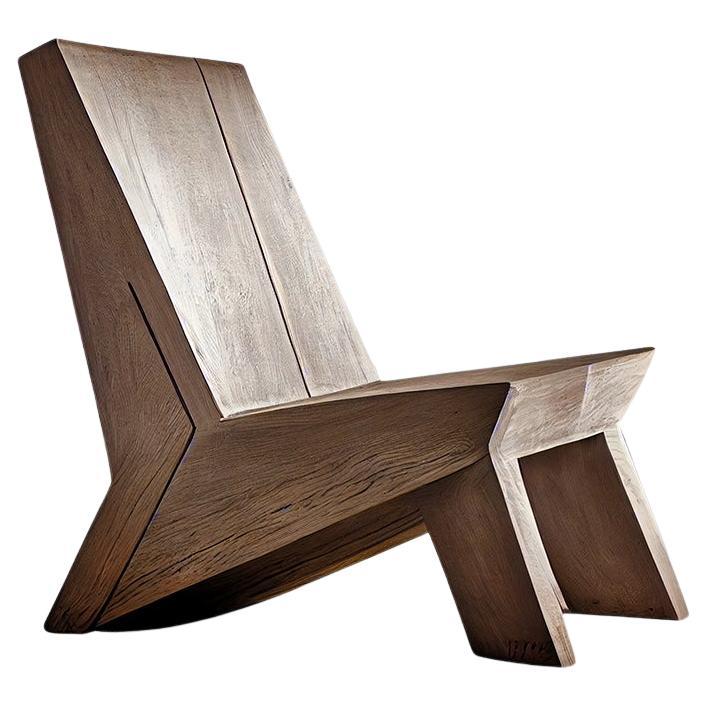 Sedia da salotto minimalista brutalista, Wood Oak bruciato e smorzato I. A. B.