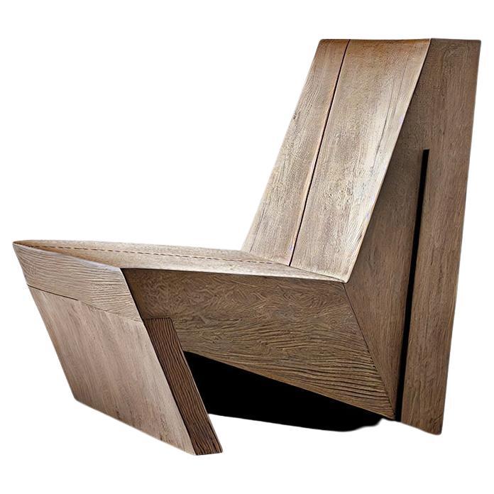 Minimalist Brutalist Lounge Chair, Burn Oak Wood Muted D Easy Chair by NONO 