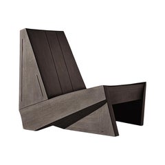 Sedia da salotto minimalista brutalista, Wood Oak bruciato E Easy Chair di NONO