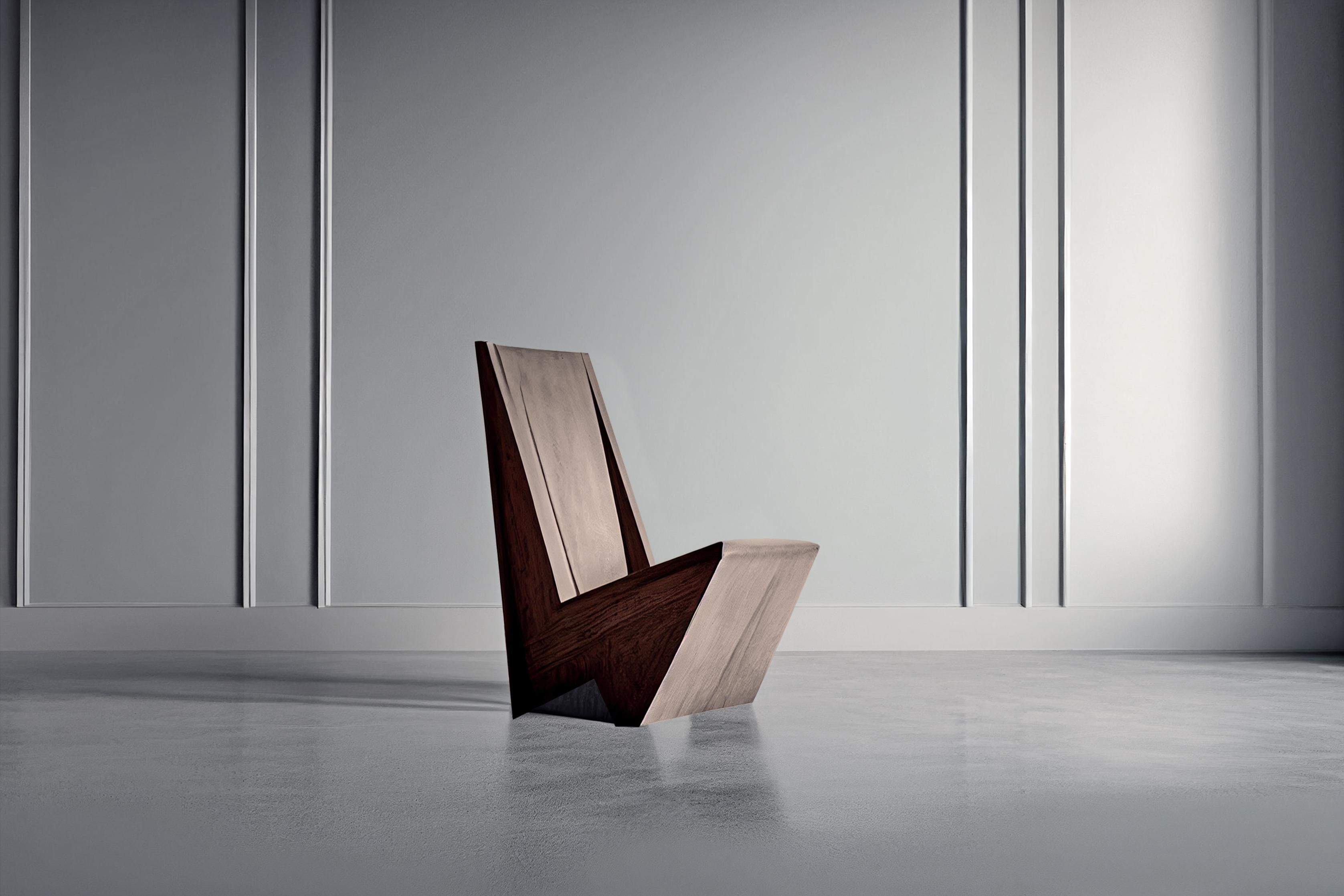 Brutalismo Sedia da salotto minimalista brutalista, Wood Oak bruciato, G Easy Chair di NONO in vendita
