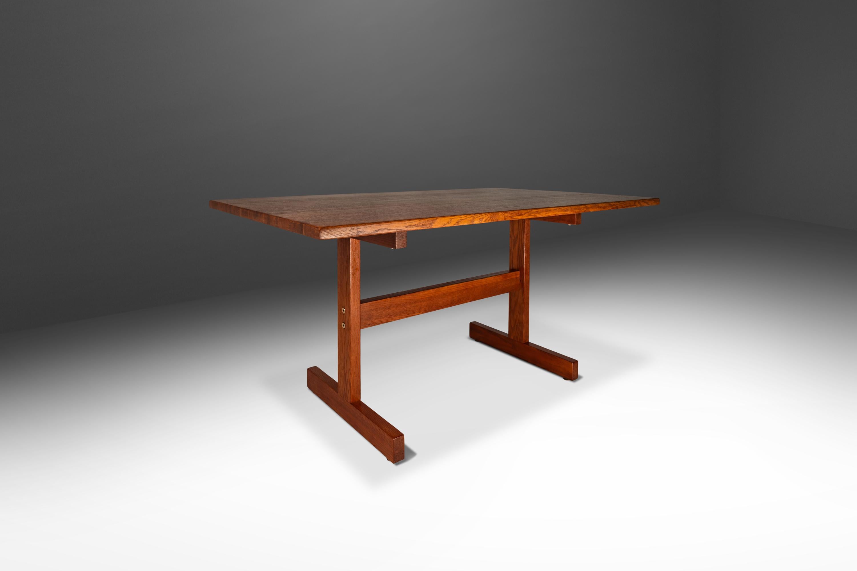 Mid-Century Modern Minimalist Butcher Block Dining Table / Work Desk in Solid Oak, Denmark, 1960's For Sale