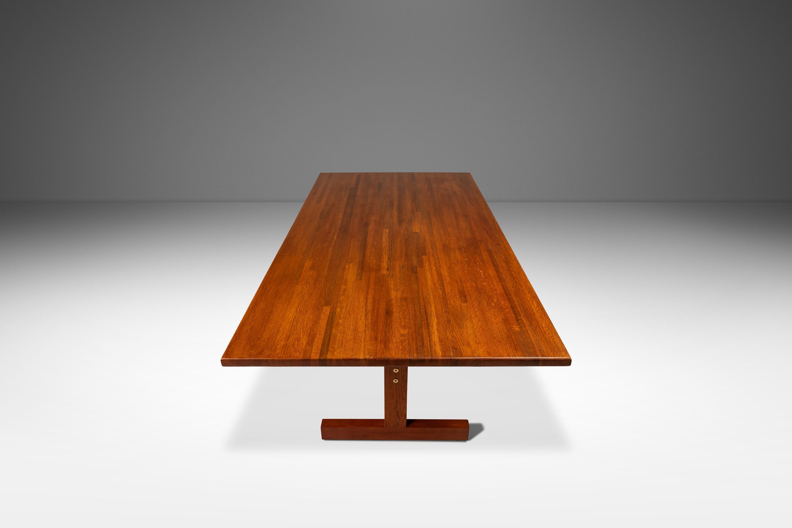 Danish Minimalist Butcher Block Dining Table / Work Desk in Solid Oak, Denmark, 1960's For Sale