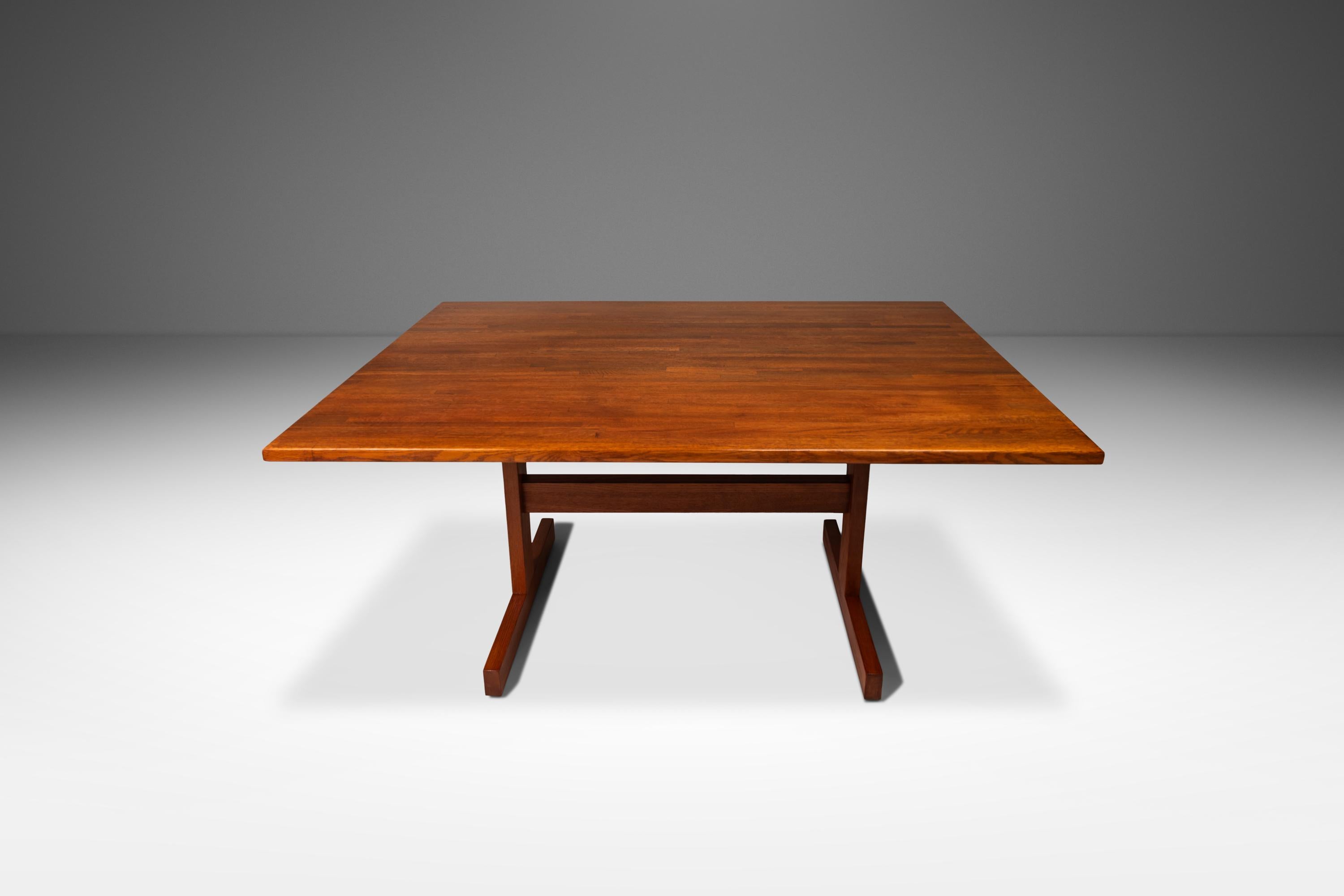 Minimalist Butcher Block Dining Table / Work Desk in Solid Oak, Denmark, 1960's In Good Condition For Sale In Deland, FL