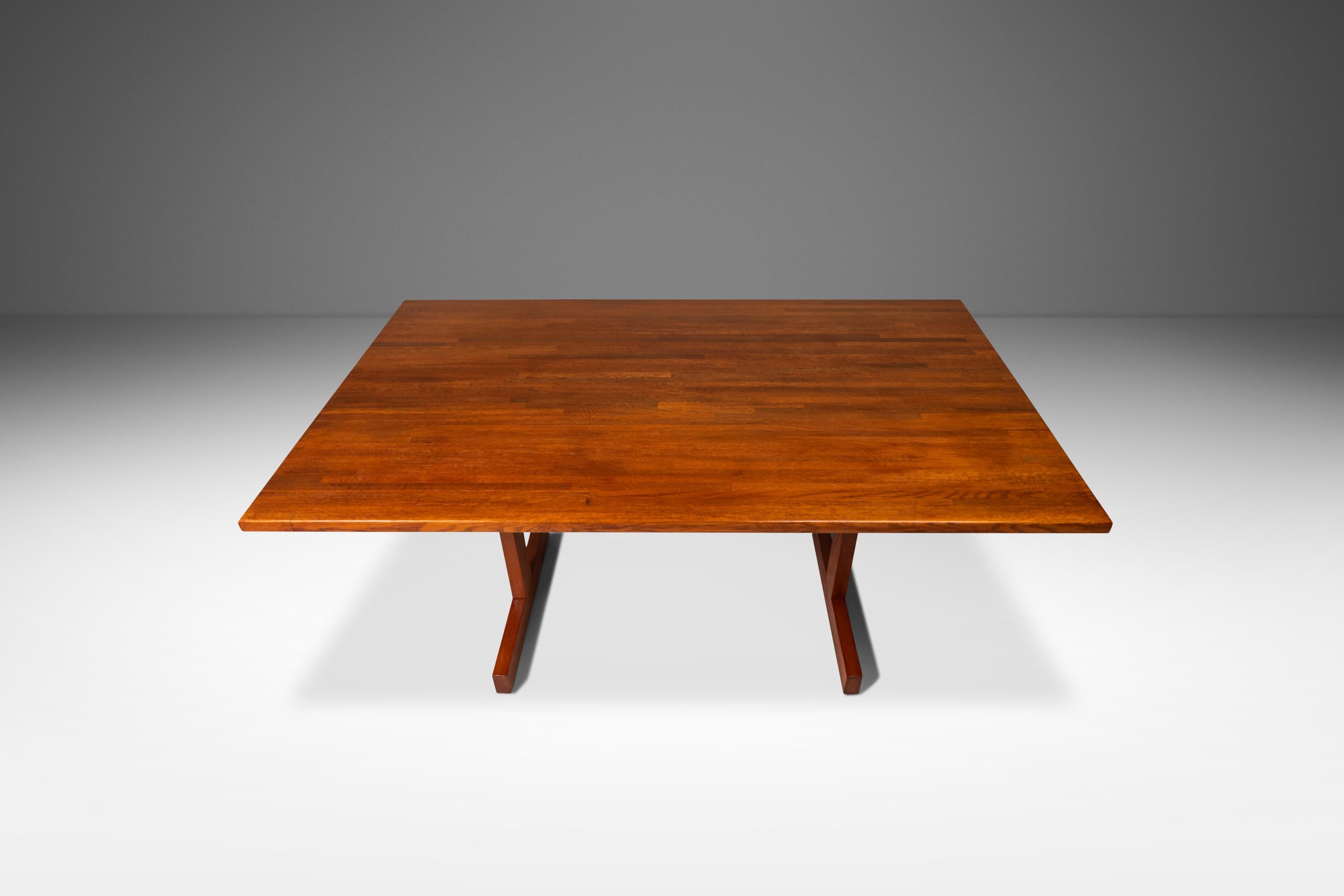 Mid-20th Century Minimalist Butcher Block Dining Table / Work Desk in Solid Oak, Denmark, 1960's For Sale
