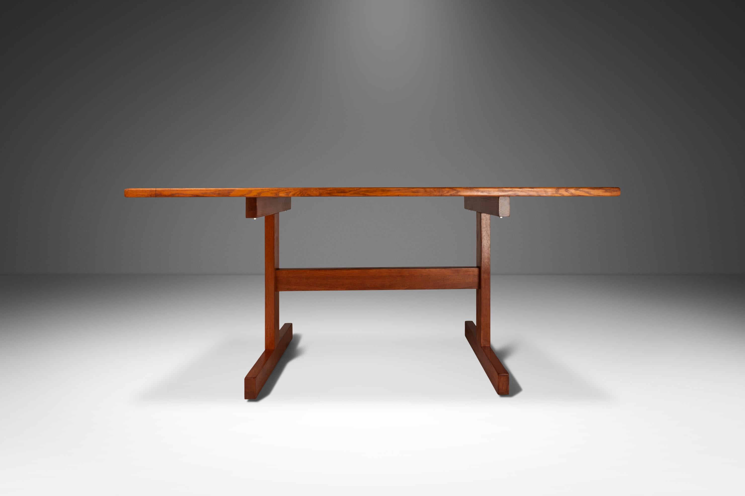 Metal Minimalist Butcher Block Dining Table / Work Desk in Solid Oak, Denmark, 1960's For Sale