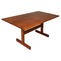 Minimalist Butcher Block Dining Table / Work Desk in Solid Oak, Denmark, 1960's