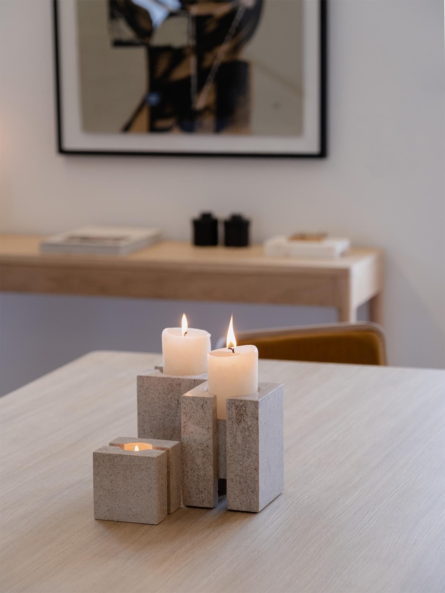 Marbre Porte-bougies minimaliste, bougie à blocs en vente