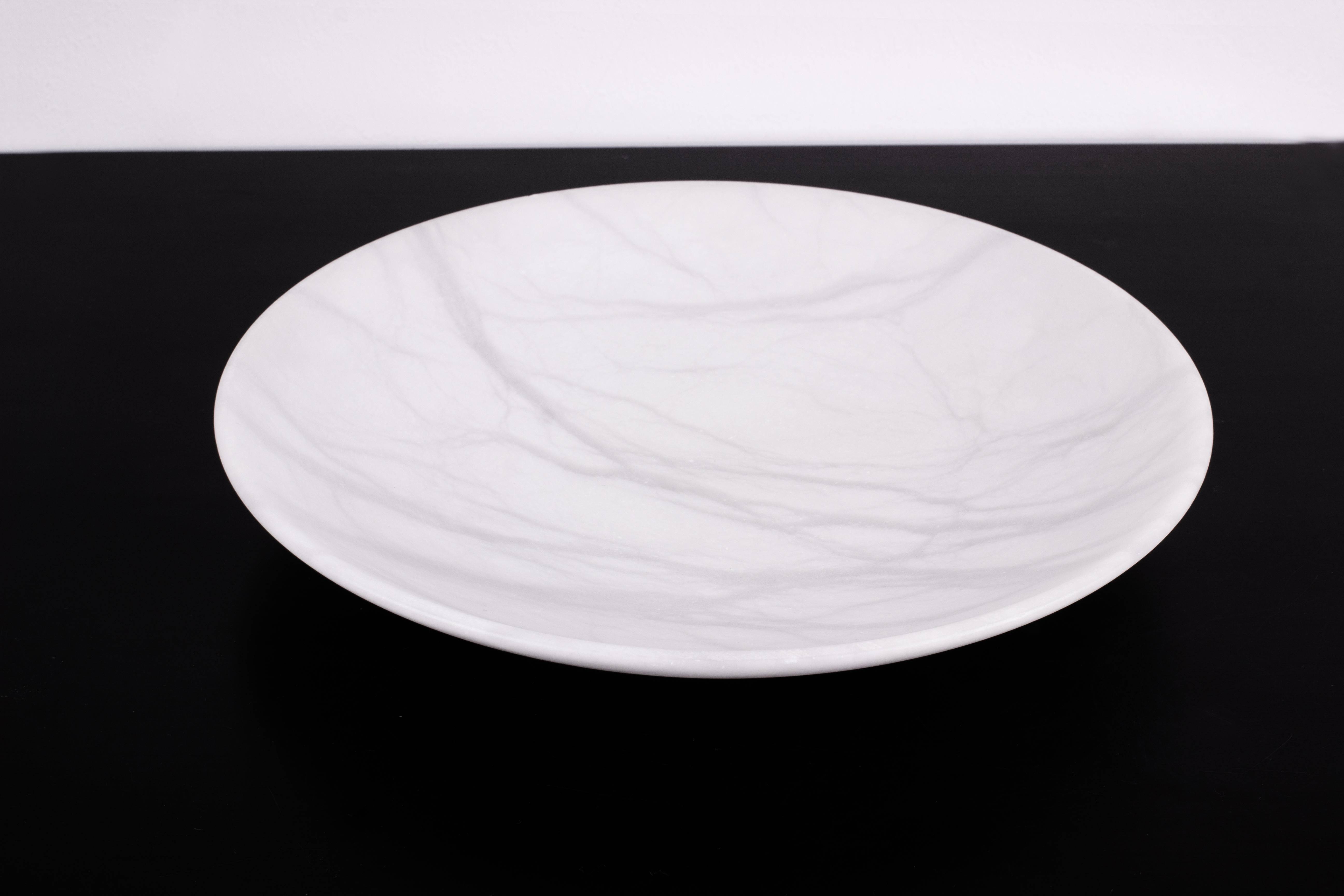 Italian Minimalist Carrara Marble Dish or Fruit Bowl For Sale