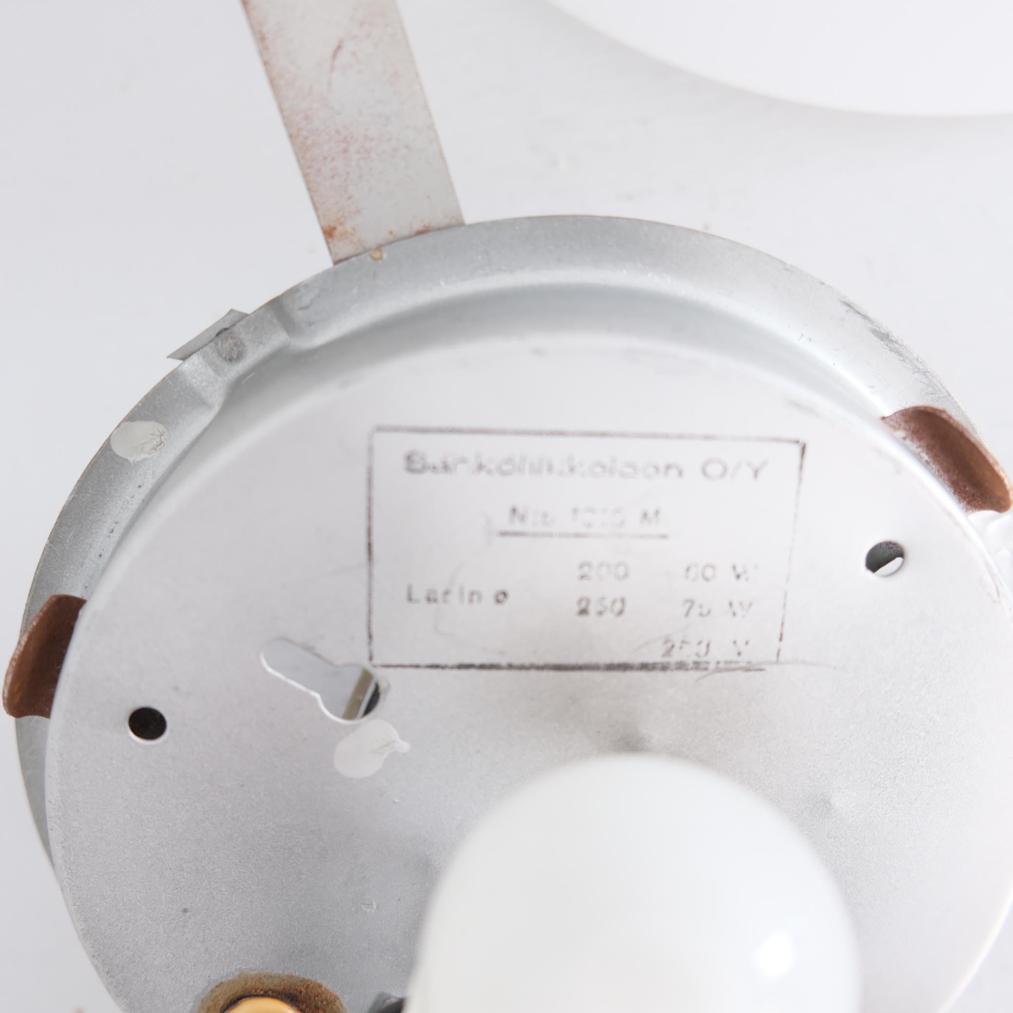 Minimalist Ceiling Lamp Pair In White Opaline Glass, Pohjoismainen Sähkö, 1950s For Sale 3