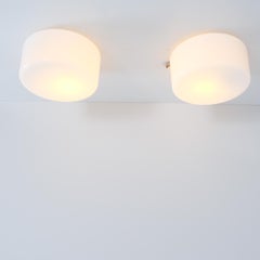 Minimalist Ceiling Lamp Pair In White Opaline Glass, Pohjoismainen Sähkö, 1950s