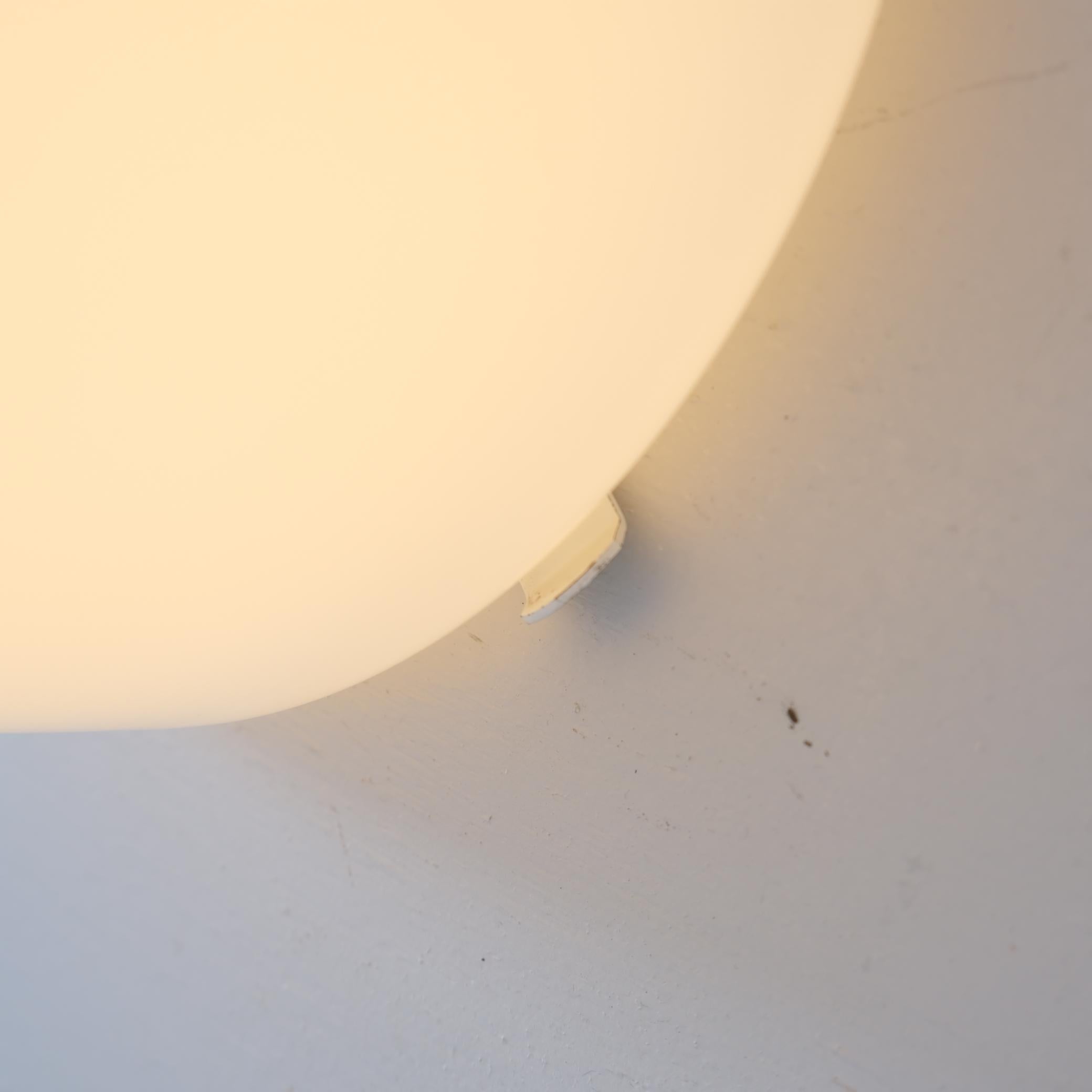 Mid-20th Century Minimalist Ceiling Lamp Pair In White Opaline Glass, Pohjoismainen Sähkö, 1950s For Sale