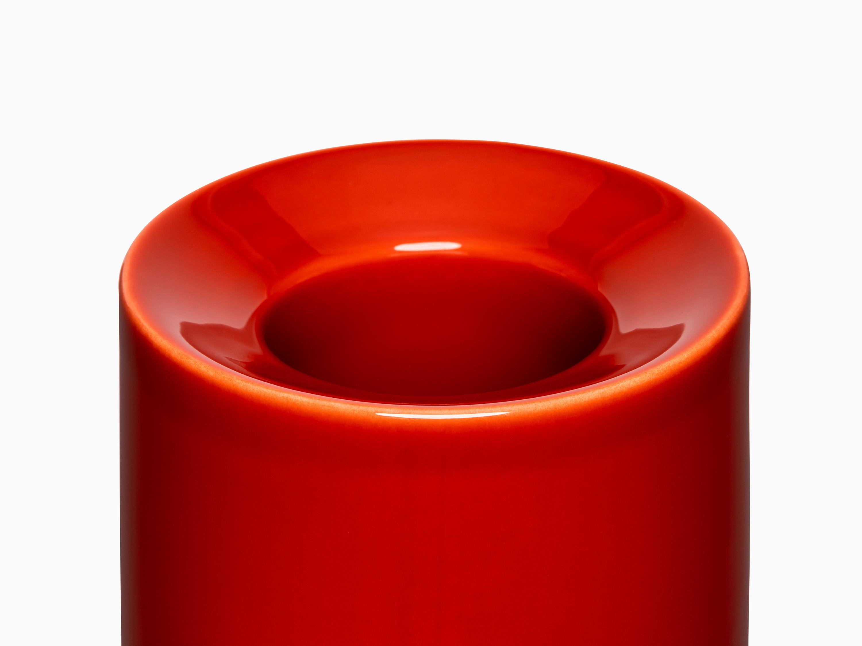 Modern Minimalist Ceramic Vase -  Red For Sale