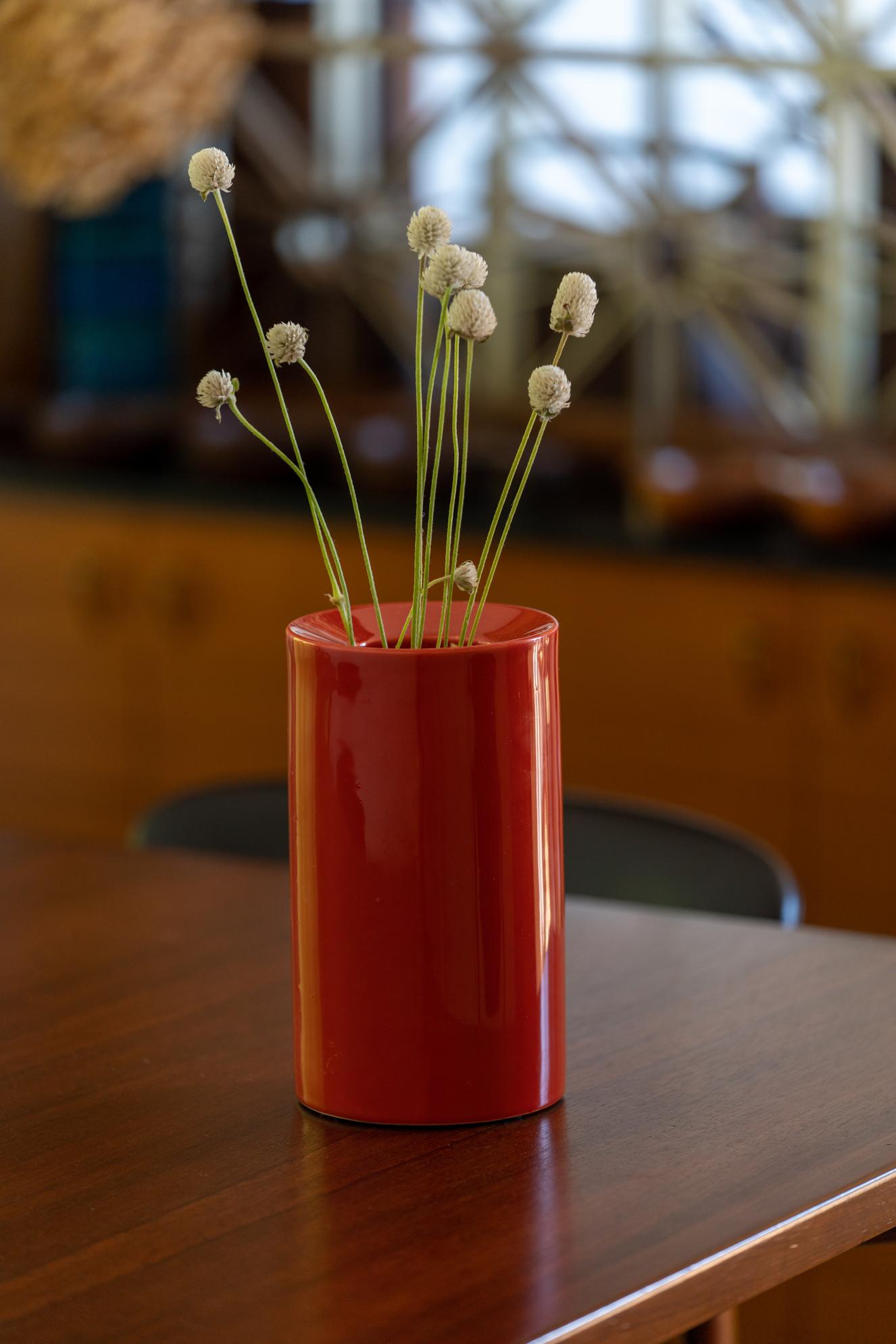 Contemporary Minimalist Ceramic Vase -  Red For Sale