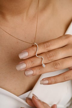 Collier pendentif serpent en or jaune 18 carats certifié et minimaliste