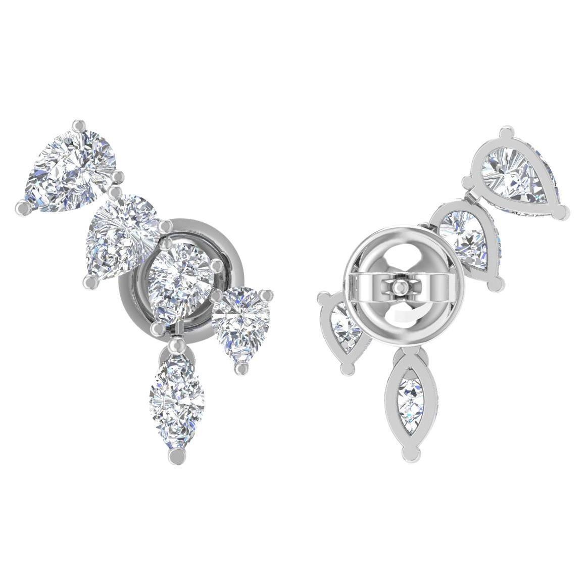 Moderno Orecchini minimalisti con diamante certificato in oro bianco 14 carati Gioielli di pregio in vendita