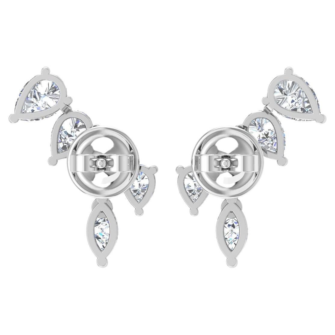 Orecchini minimalisti con diamante certificato in oro bianco 14 carati Gioielli di pregio In condizioni Nuovo in vendita a Diera, Dubai