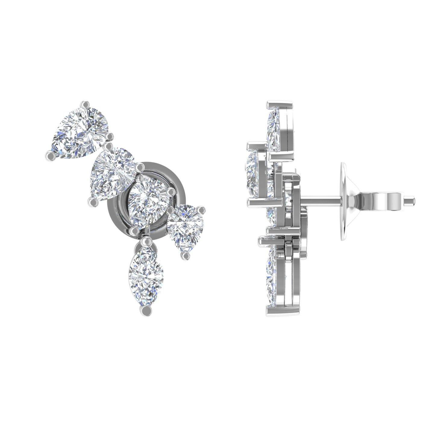 Orecchini minimalisti con diamante certificato in oro bianco 18 carati Gioielli di pregio in vendita 2