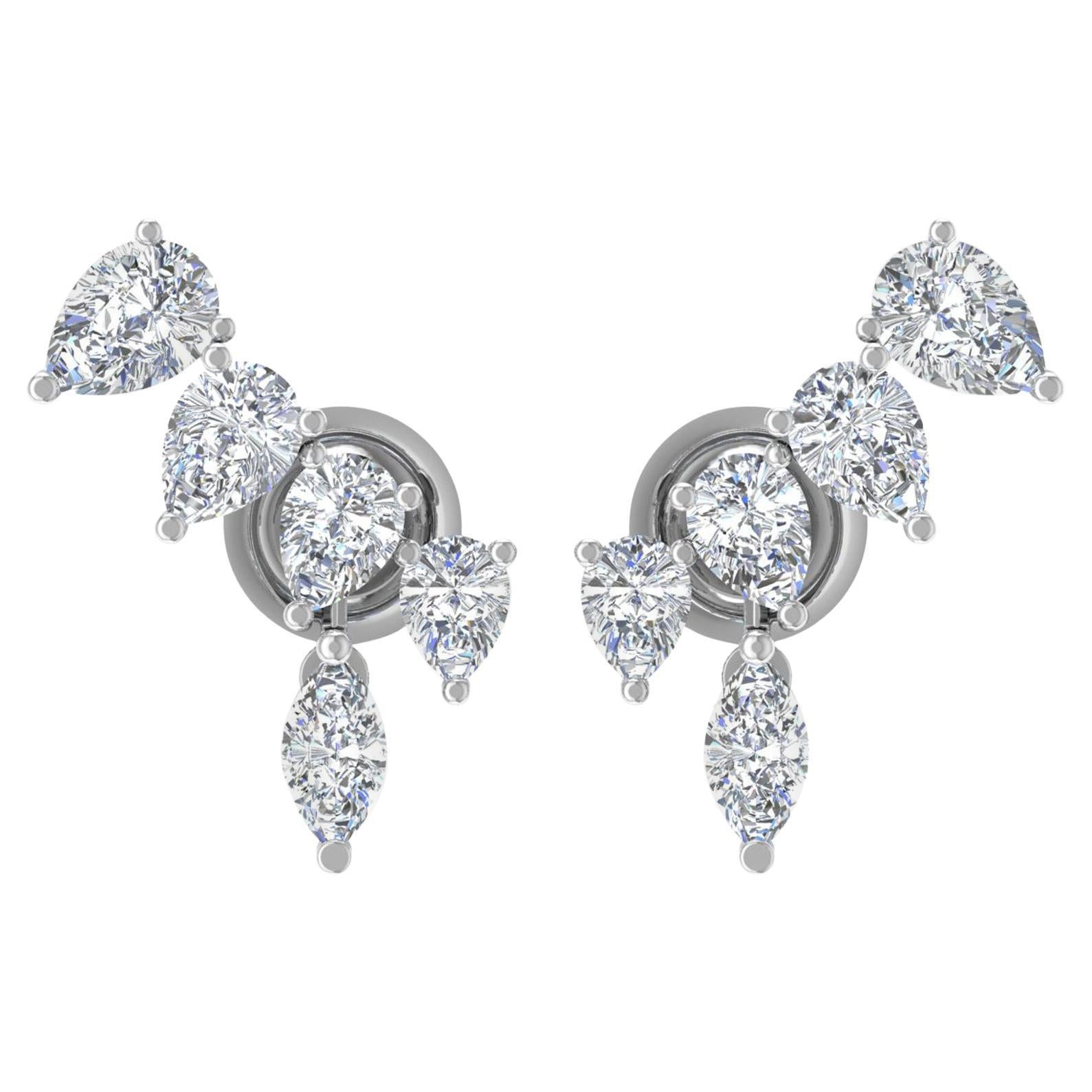 Boucles d
oreilles minimaliste en or blanc 18 carats avec diamant certifié Bijoux fins