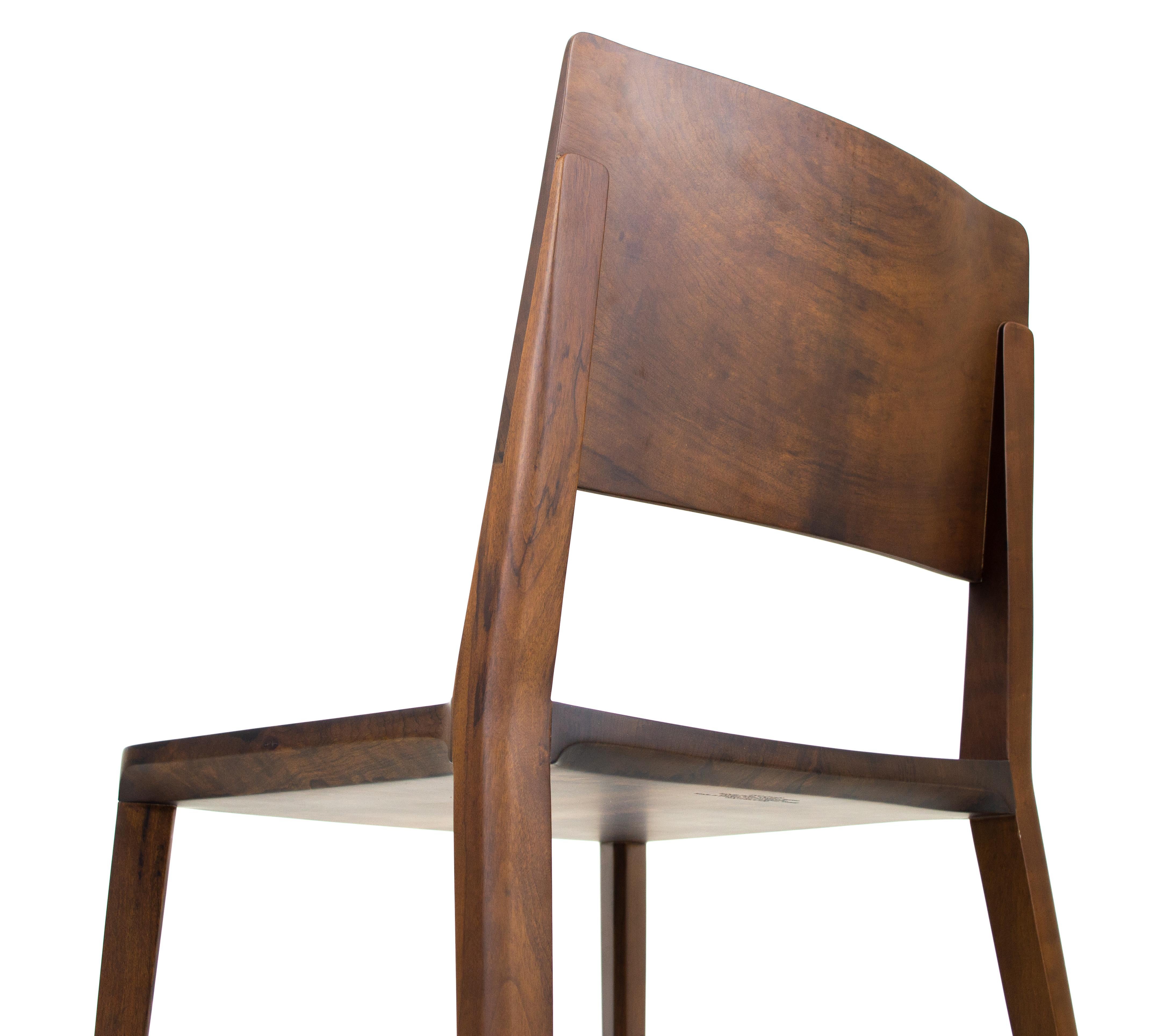 Leather Minimalist Chair in Black Imbuia Hardwood Limited Edition with Arms