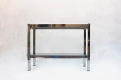 Minimalist Chrome 2-Tiered Glass Console Table, Italy, 1970s