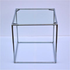 Minimalist Chrome and Glass Side Table by Poul Cadovius, 1960s