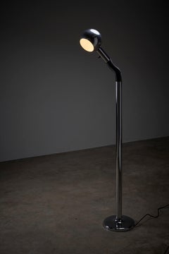 Minimalist Chrome & Black "Goosenech" Sphere Floor Lamp by Cosack, 1960s