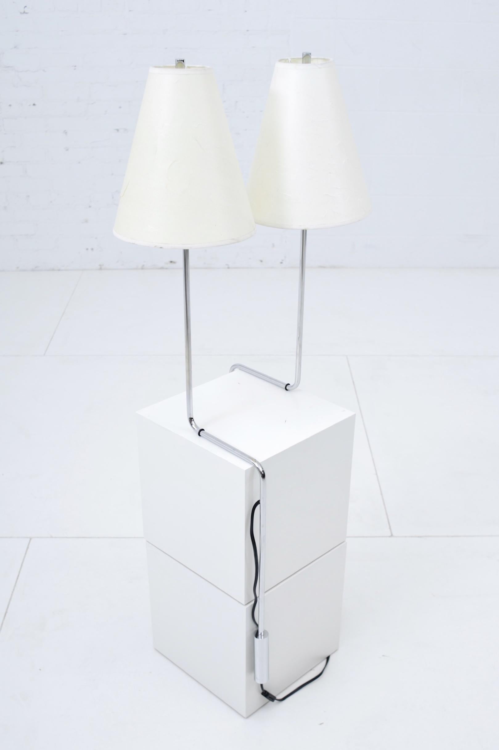 Mid-Century Modern Minimalist Chrome Counterbalance Table Lamps For Sale