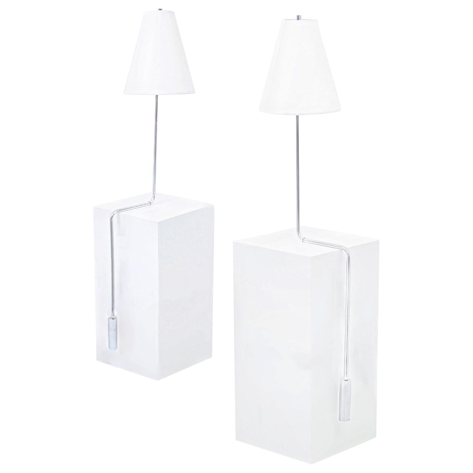 Minimalist Chrome Counterbalance Table Lamps For Sale
